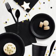 Black Heavy-Duty Plastic Cutlery Set for 20 Guests, 80ct